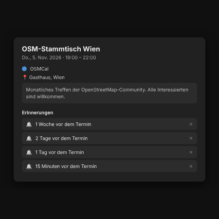 Termindetails mit vier Erinnerungen
